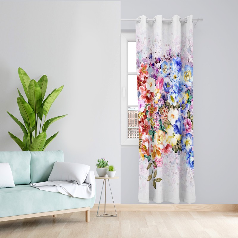 پرده طرح گل مدل مخمل پانچی کد L 1139L Z سایز 140x200 سانتی متر