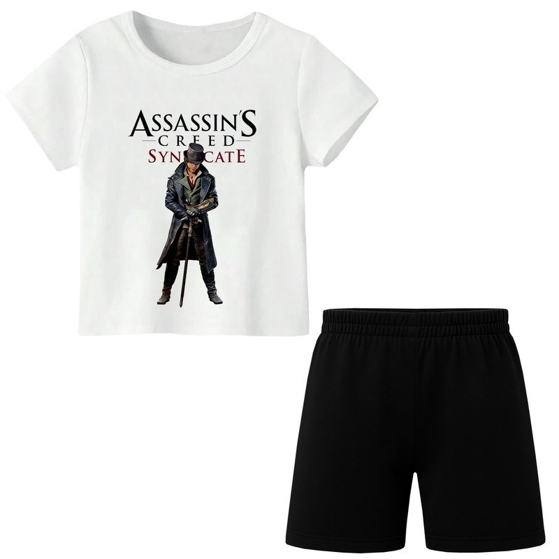 ست تیشرت آستین کوتاه و شلوارک راحتی پسرانه مدل S04 طرح ASSASSINS