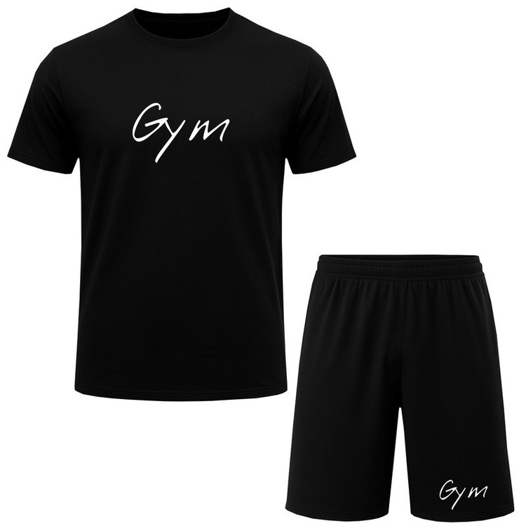 ست تیشرت آستین کوتاه و شلوارک راحتی مردانه مدل A204 طرح GYM